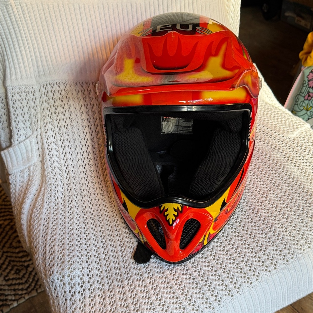 Red and Yellow Graphic Helmet